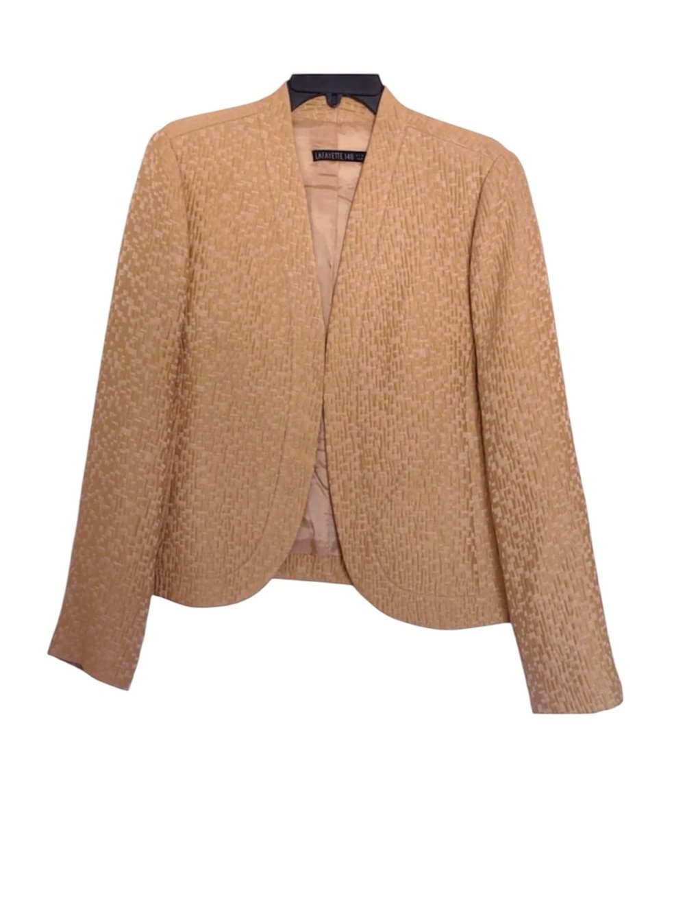 LAFAYETTE 148 | Silk Blend Collarless Evening Jacket | Blazer | Gold Tan | Sz 4